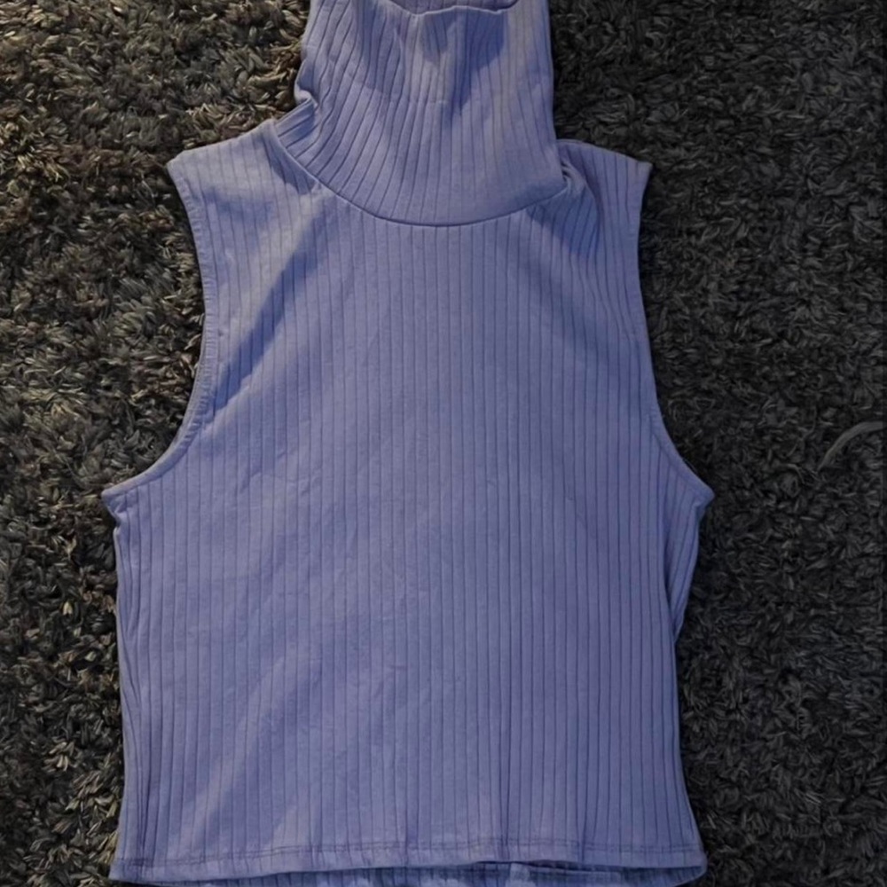 violet light purple turtle neck crop top